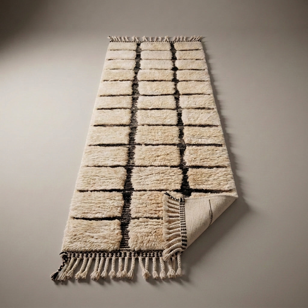 Copper Corridor Moroccan Runner Rug - handwoven Berber wool detail