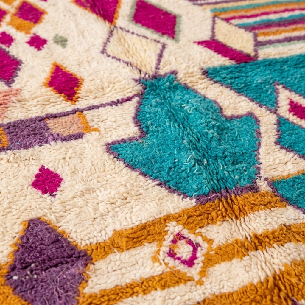 Coral Bloom Azilal rug — wool pile texture close-up