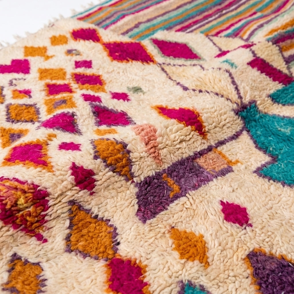 Coral Bloom Azilal rug — wool pile texture close-up