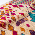 Coral Bloom Azilal rug — wool pile texture close-up