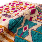 Coral Bloom Azilal rug — wool pile texture close-up