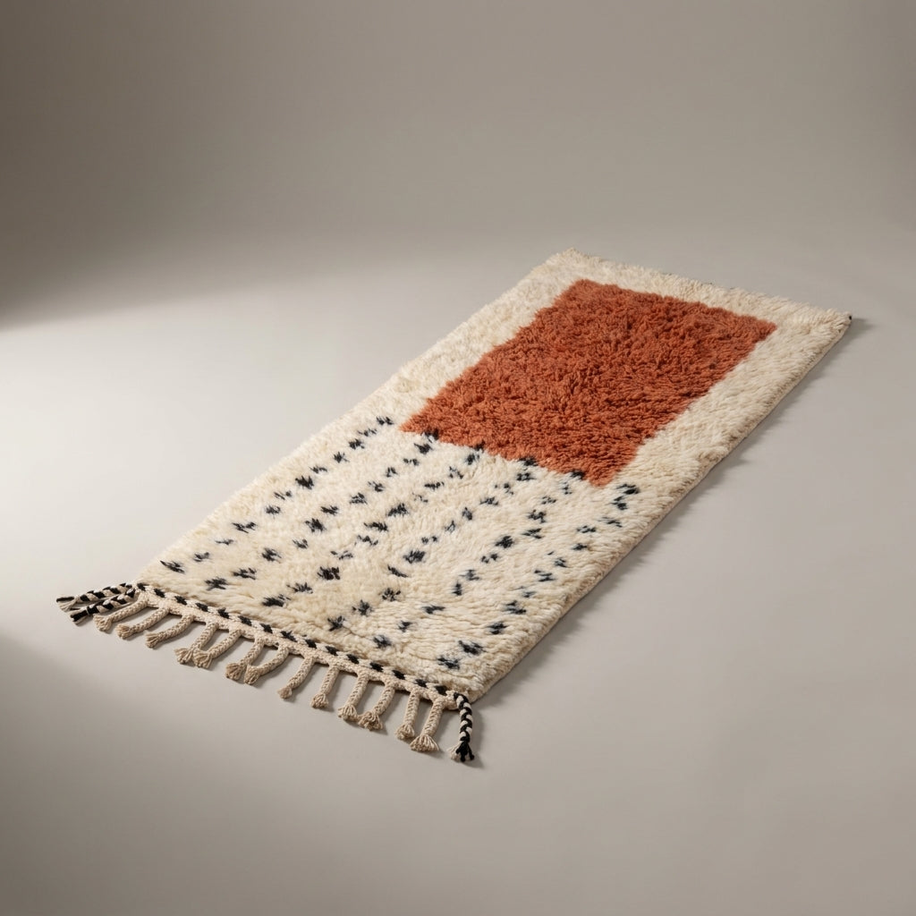 Coral Passage Moroccan Runner Rug - handwoven Berber wool detail