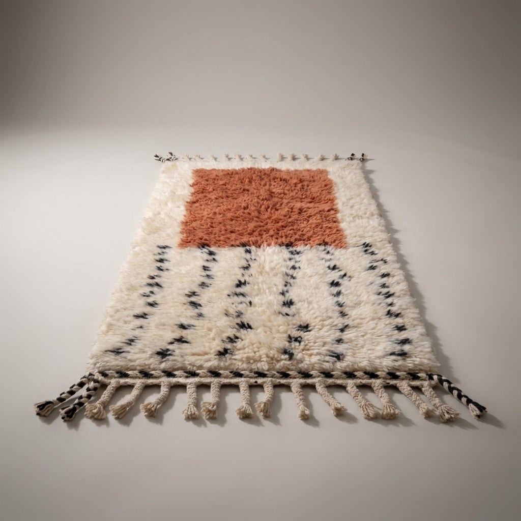 Coral Passage Moroccan Runner Rug - handwoven Berber wool detail