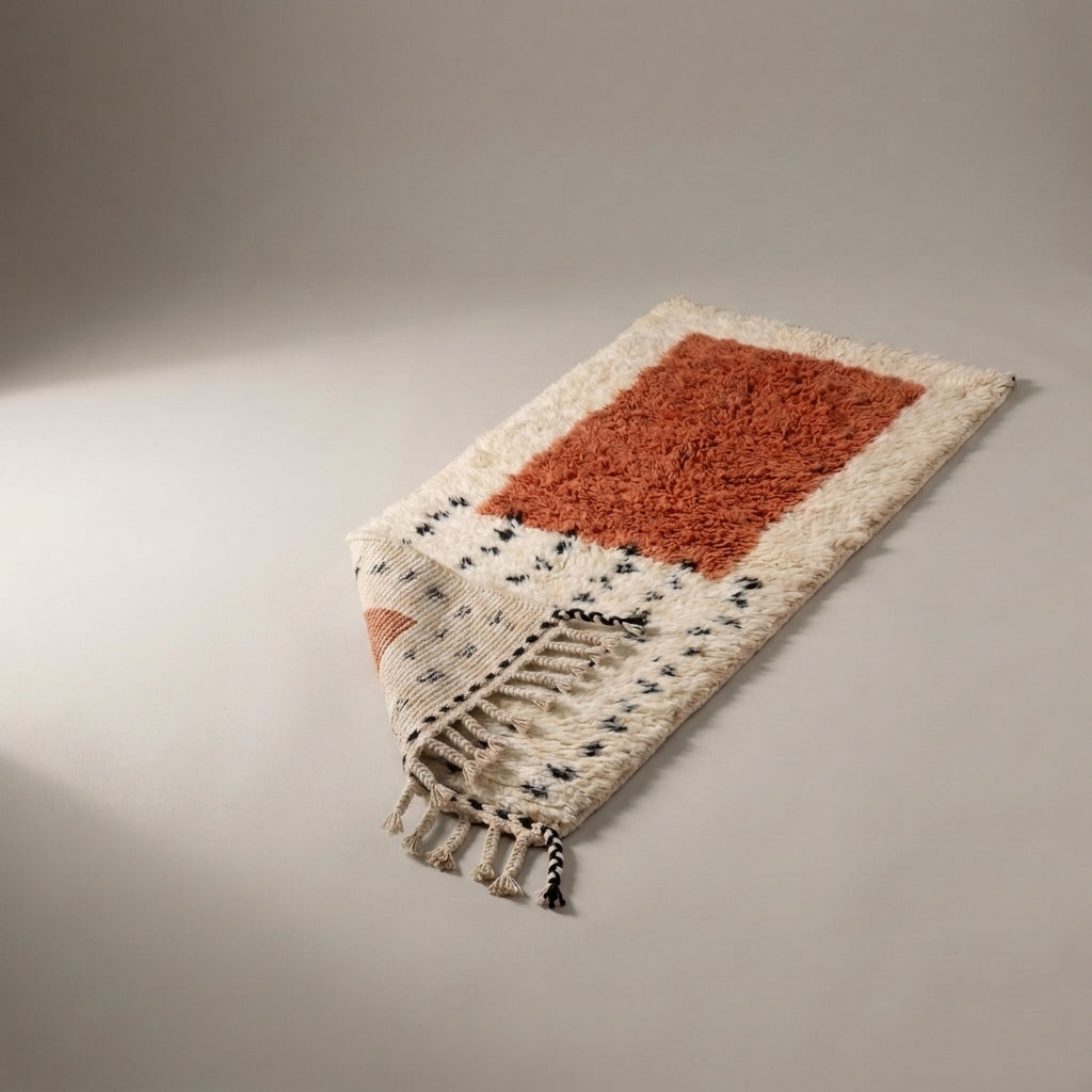 Coral Passage Moroccan Runner Rug - handwoven Berber wool detail