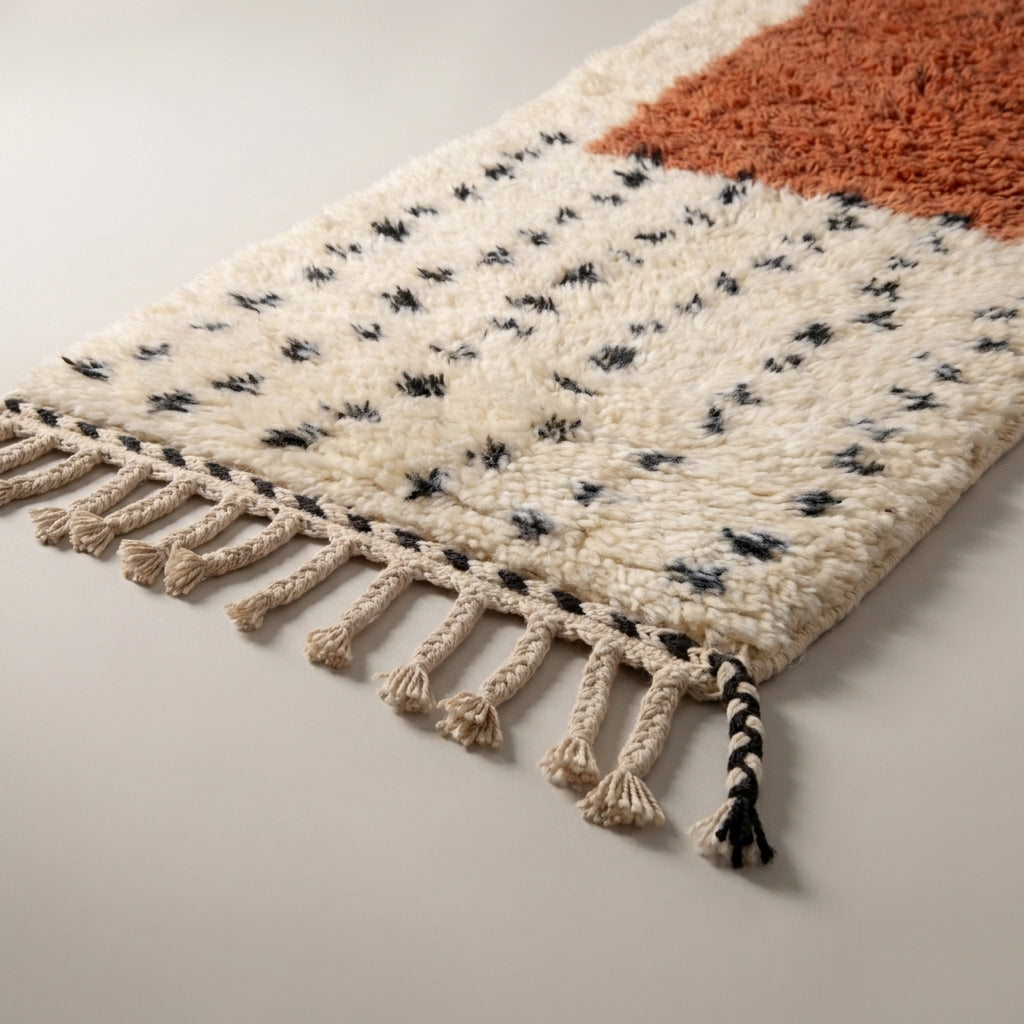 Coral Passage Moroccan Runner Rug - handwoven Berber wool detail