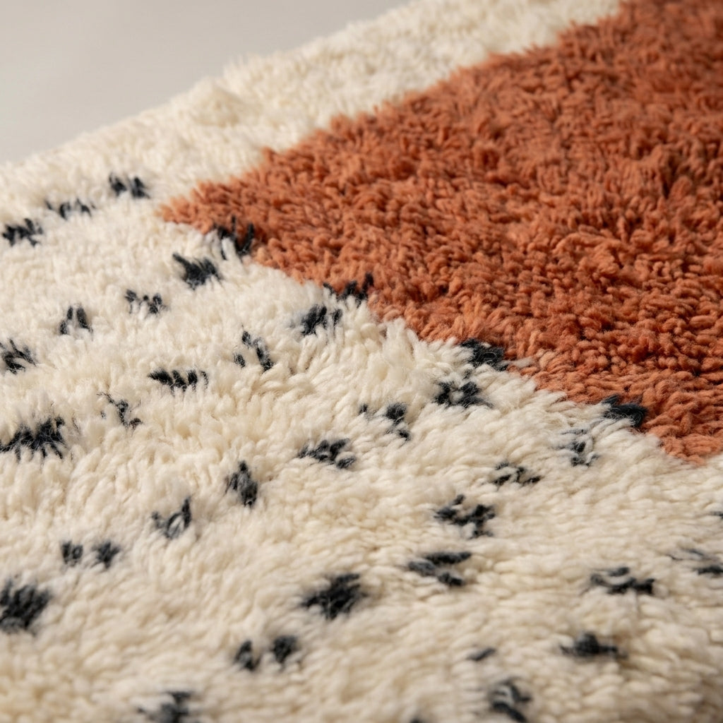 Coral Passage Moroccan Runner Rug - handwoven Berber wool detail