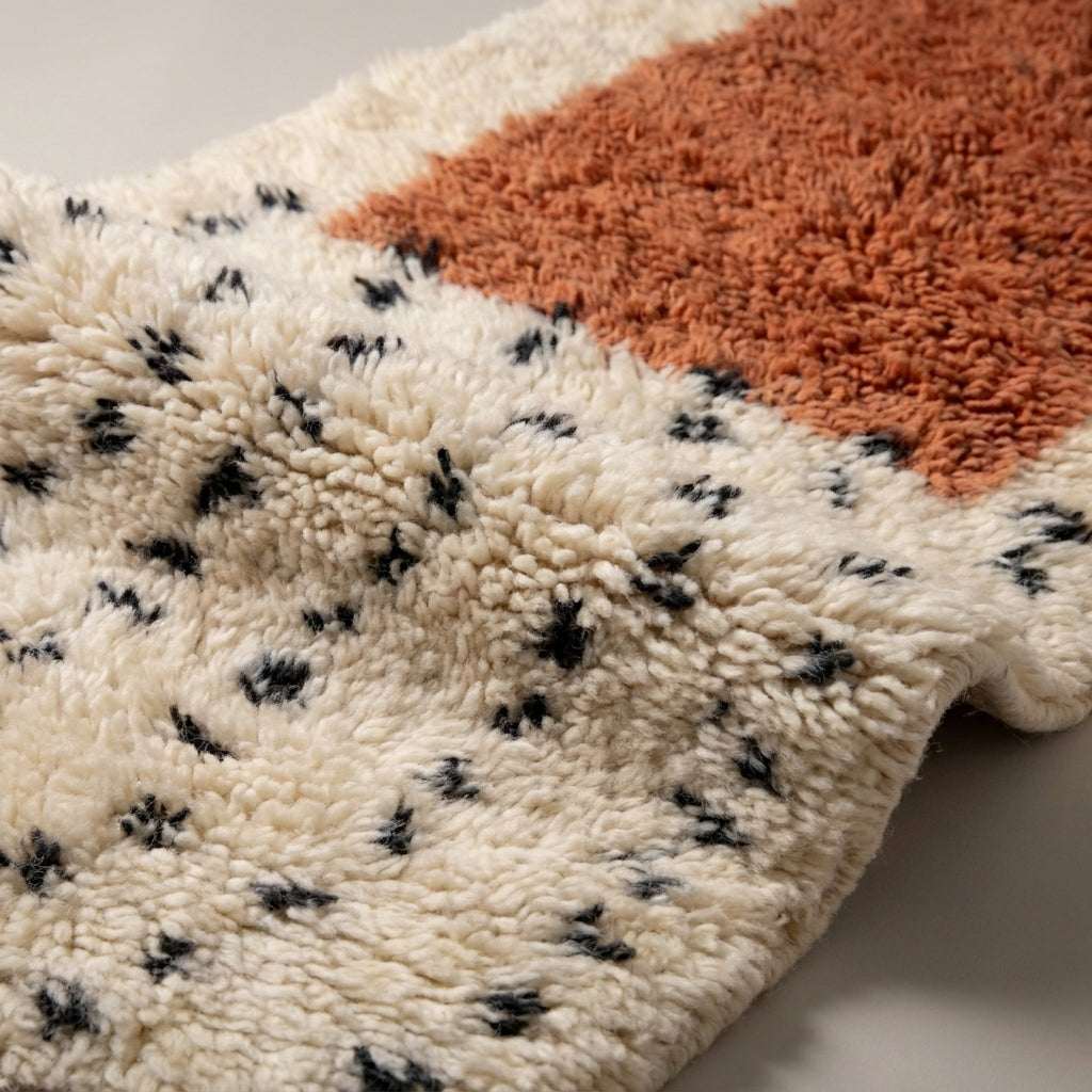Coral Passage Moroccan Runner Rug - handwoven Berber wool detail