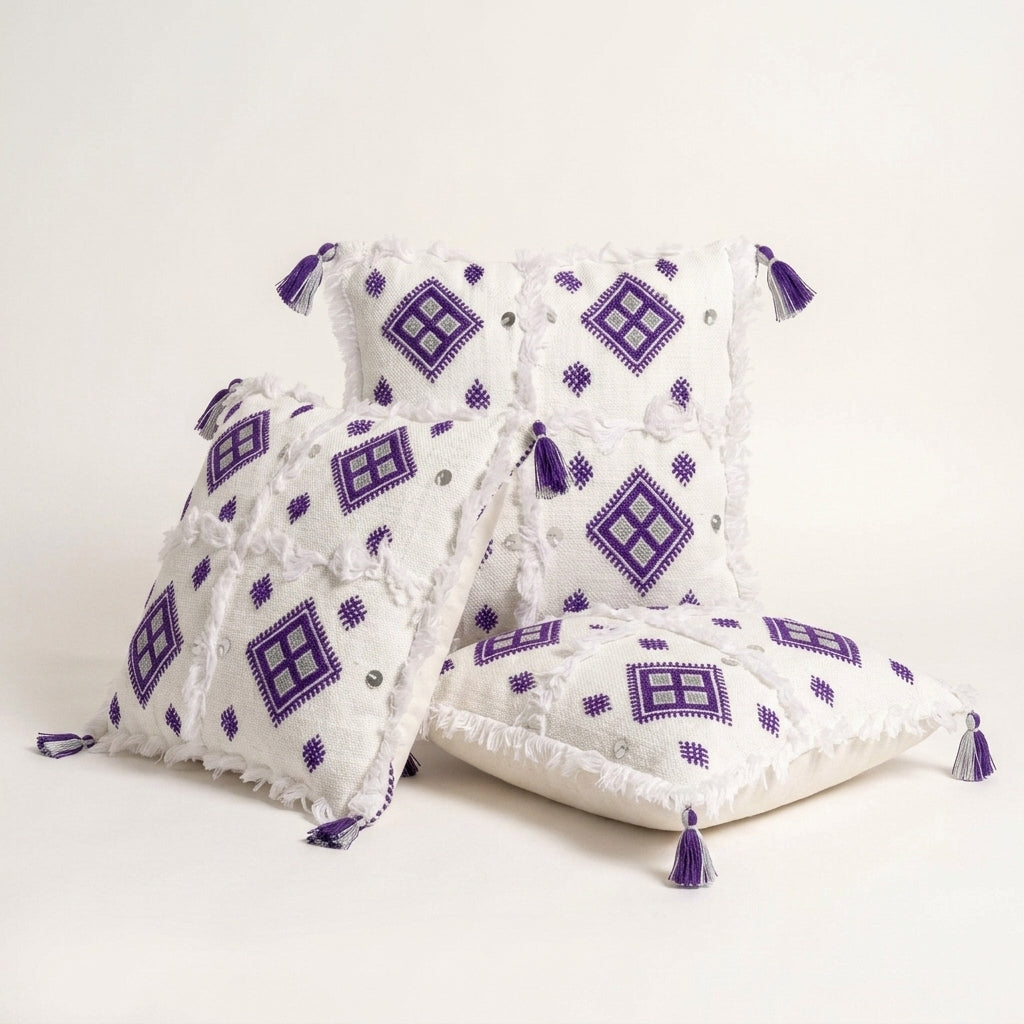 Purple Diamond Moroccan pillow cover, detail photo 6