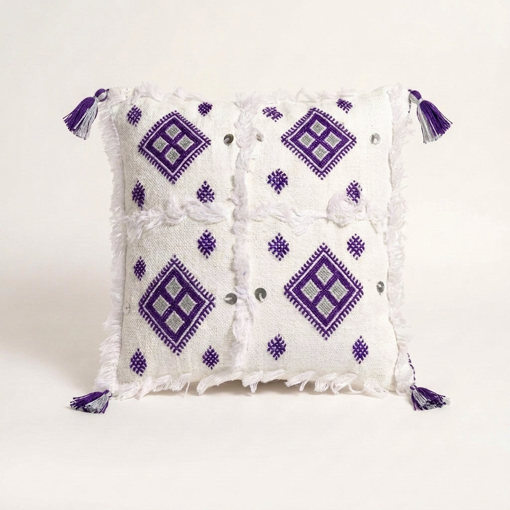 Purple Diamond Moroccan pillow cover, detail photo 4
