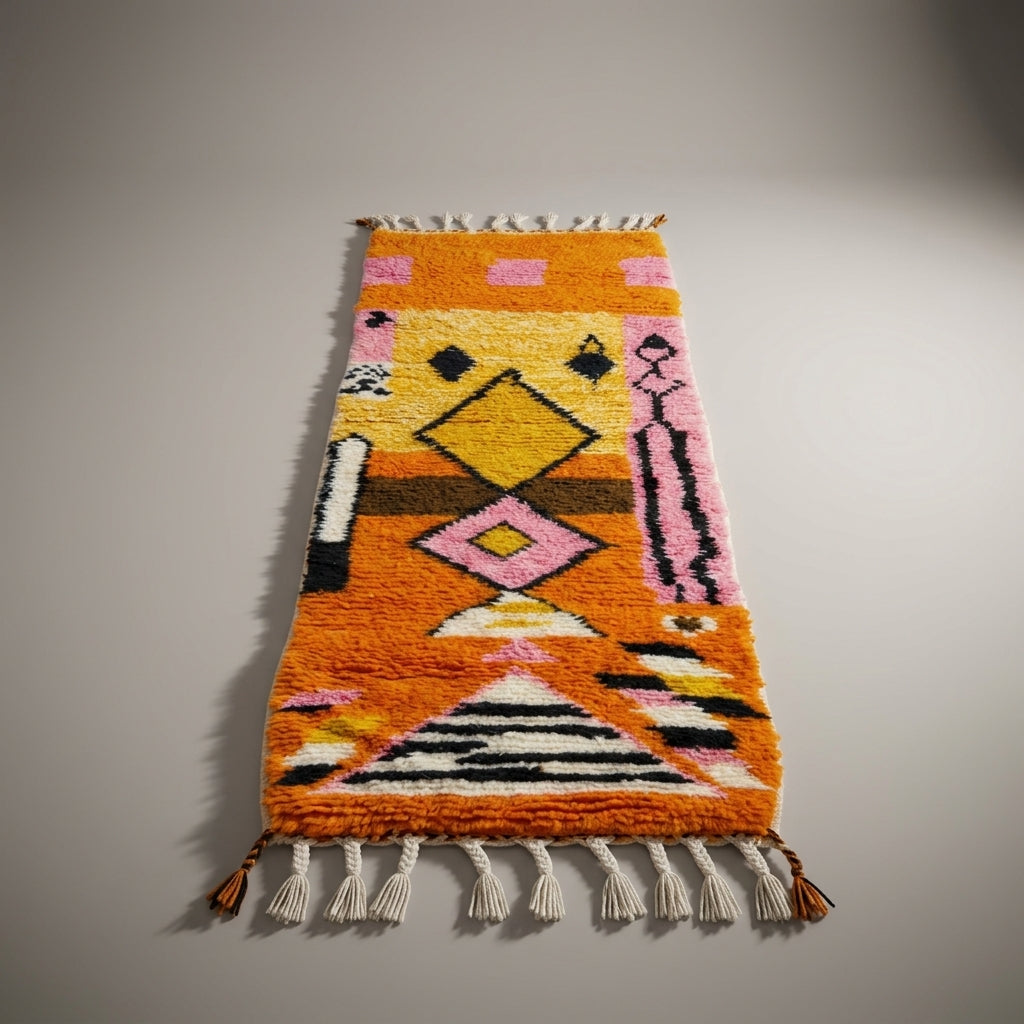 Denim Passage Moroccan Runner Rug - handwoven Berber wool