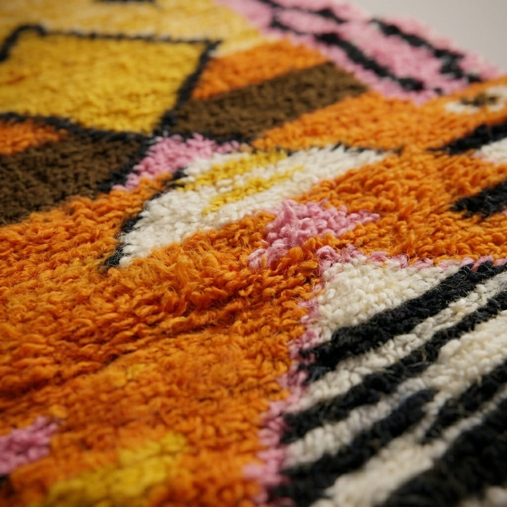Denim Passage Moroccan Runner Rug - handwoven Berber wool detail