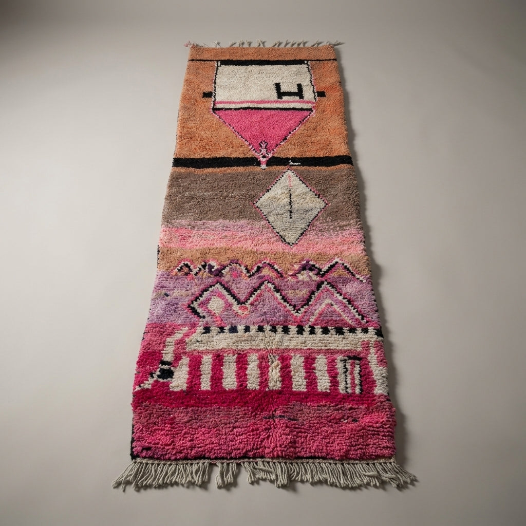 Desert Mirage Moroccan Runner Rug - handwoven Berber wool