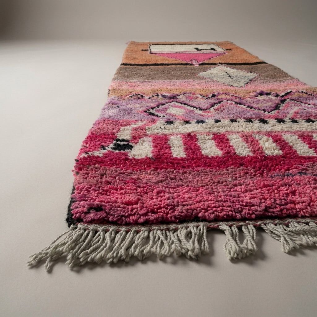 Desert Mirage Moroccan Runner Rug - handwoven Berber wool detail