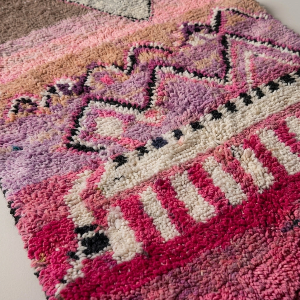 Desert Mirage Moroccan Runner Rug - handwoven Berber wool detail