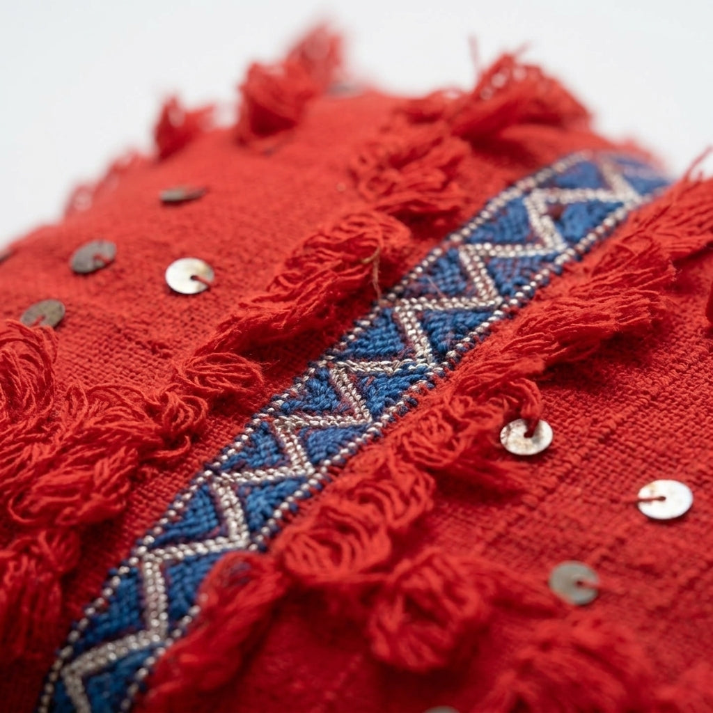 Red Sequin Moroccan pillow cover, detail photo 8