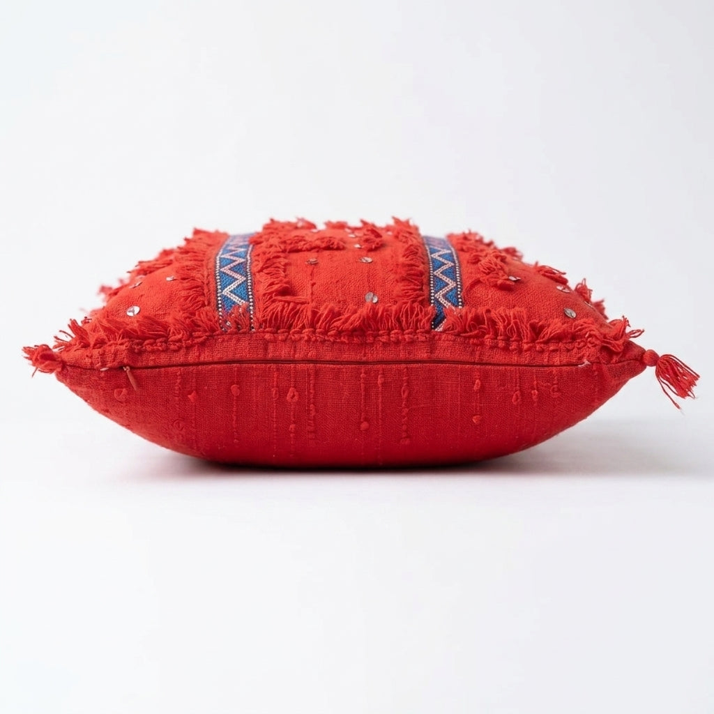Red Sequin Moroccan pillow cover, detail photo 4