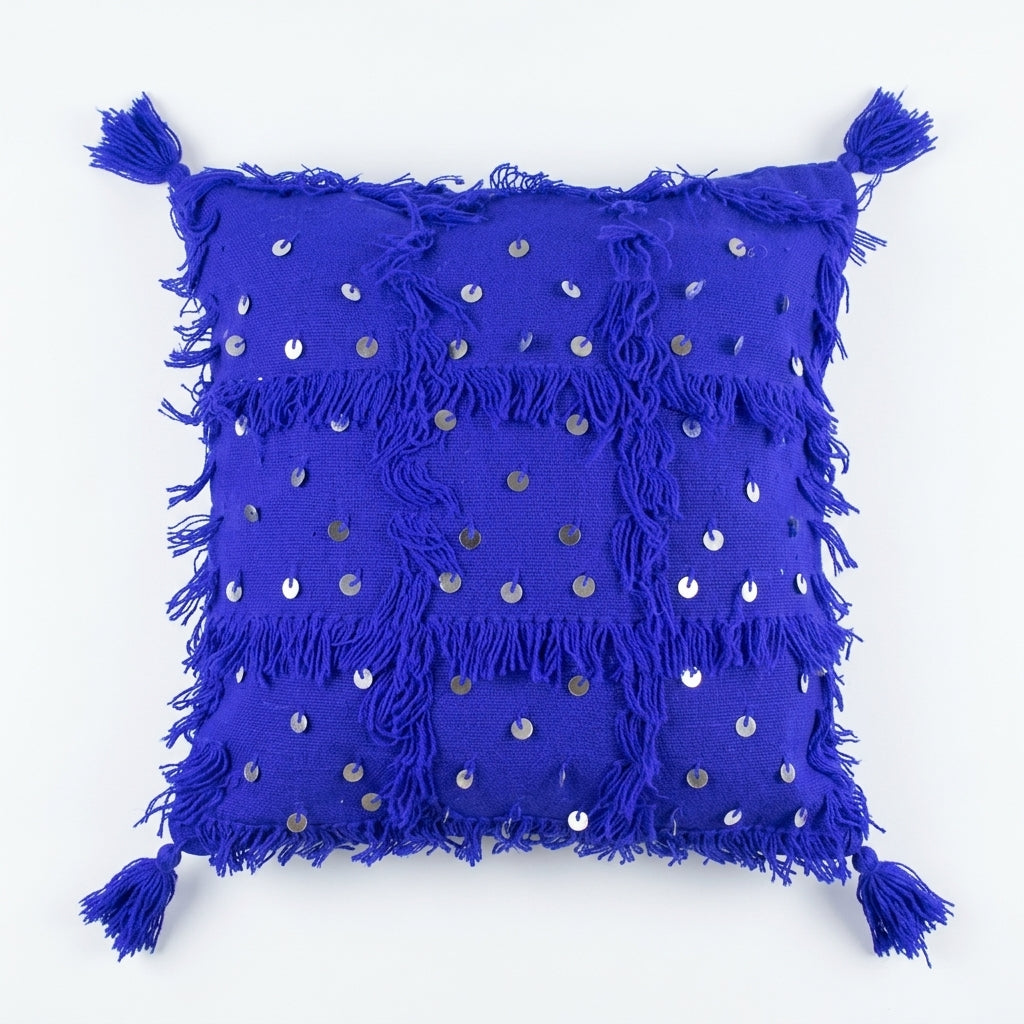Majorelle Sequin Moroccan pillow cover 45x45 cm, studio photo