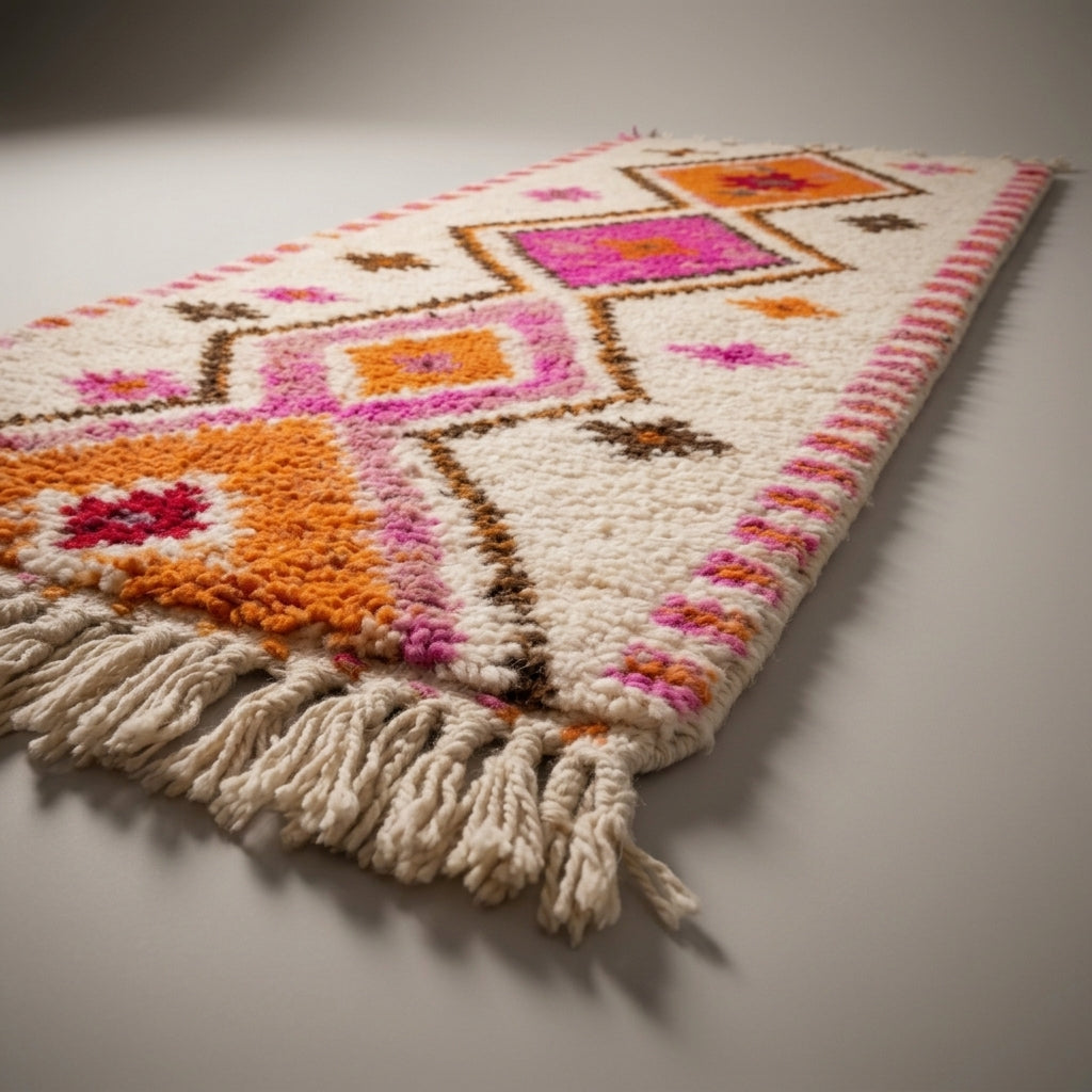 Emerald Alley Moroccan Runner Rug - handwoven Berber wool detail