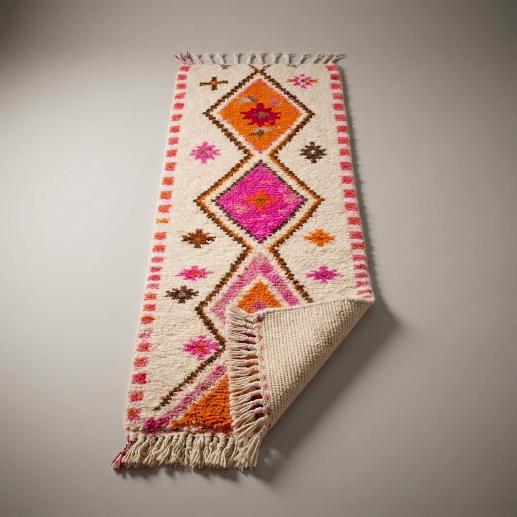 Emerald Alley Moroccan Runner Rug - handwoven Berber wool detail