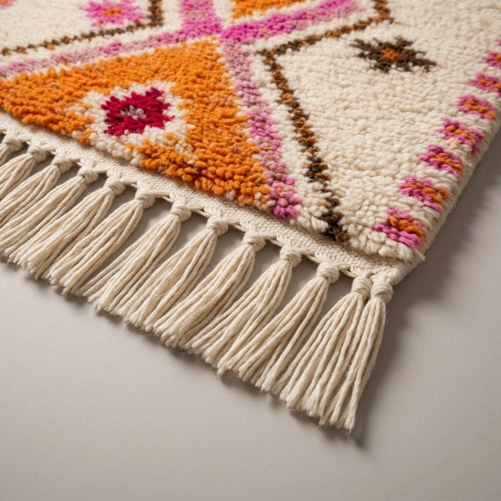 Emerald Alley Moroccan Runner Rug - handwoven Berber wool detail