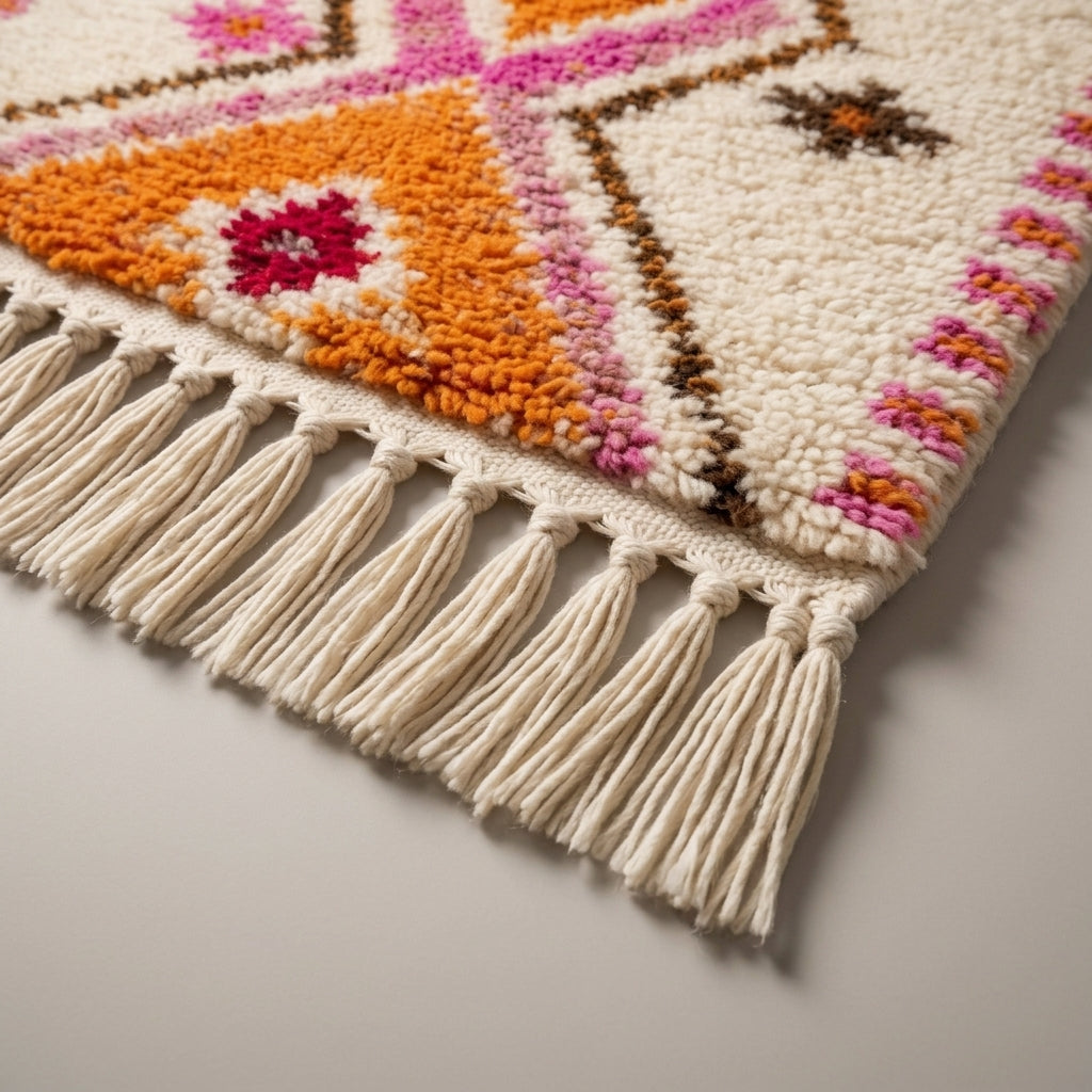 Emerald Alley Moroccan Runner Rug - handwoven Berber wool detail