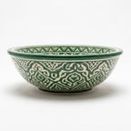 Emerald Arabesque Moroccan ceramic sink - side profile view