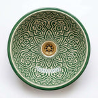 Emerald Arabesque Moroccan ceramic sink - top-down view