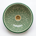 Emerald Arabesque Moroccan ceramic sink - top-down view