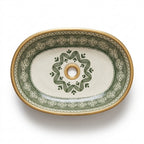 Emerald and Gold Moroccan ceramic sink - top view of green medallion basin