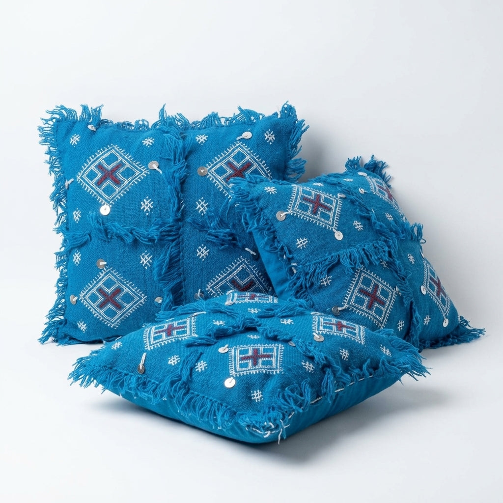 Ocean Berber Diamond Moroccan pillow cover, detail photo 2