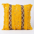 Saffron Fringe Moroccan pillow cover, detail photo 4