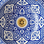 Fessi Bloom Blue Moroccan ceramic sink - front view