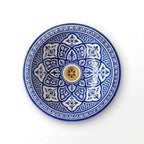 Fessi Bloom Blue Moroccan ceramic sink - top-down view of arch band interior