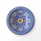 Fessi Bloom Blue Moroccan ceramic sink - top-down view of arch band interior
