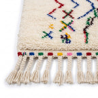 Festival Confetti Azilal rug — hand-knotted fringe detail close-up