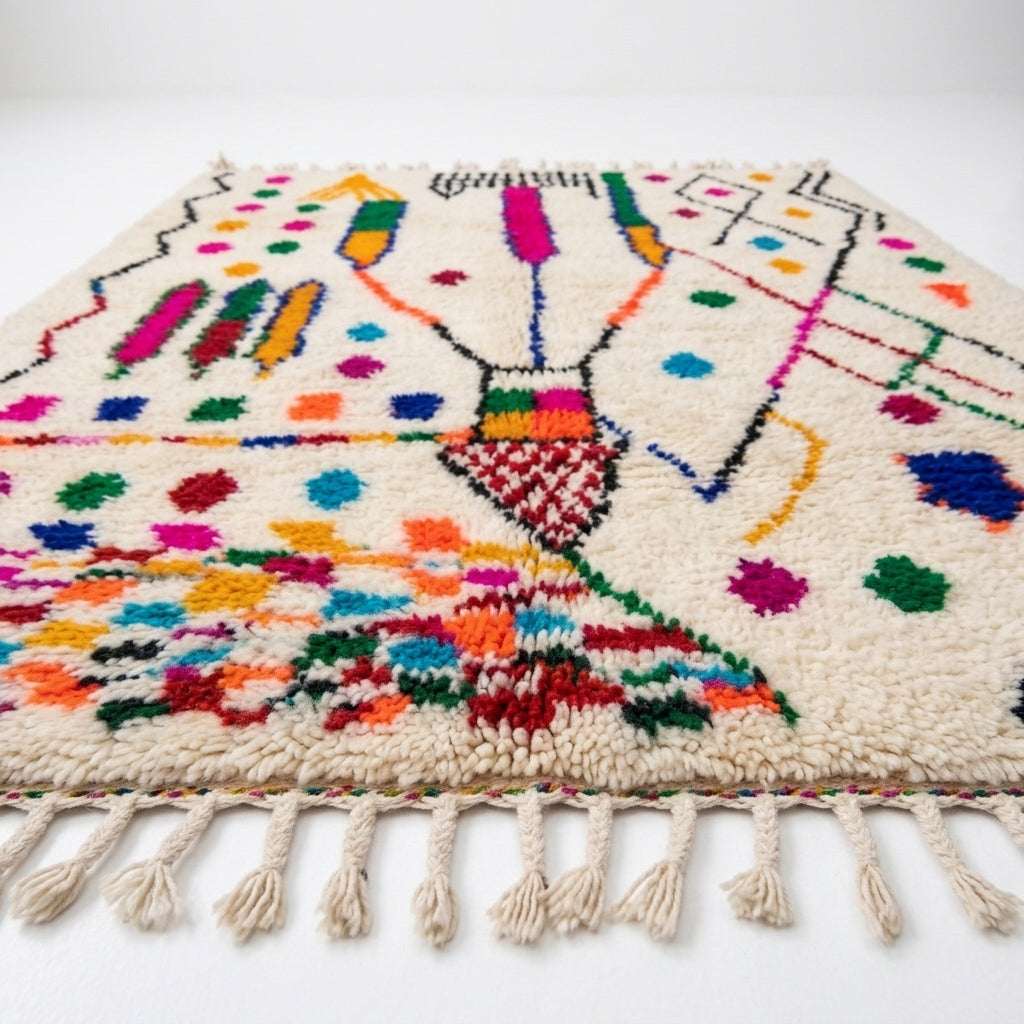 Fiesta Bloom Azilal rug — full rug on white studio background