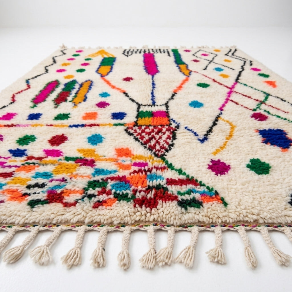 Fiesta Bloom Azilal rug — full rug on white studio background