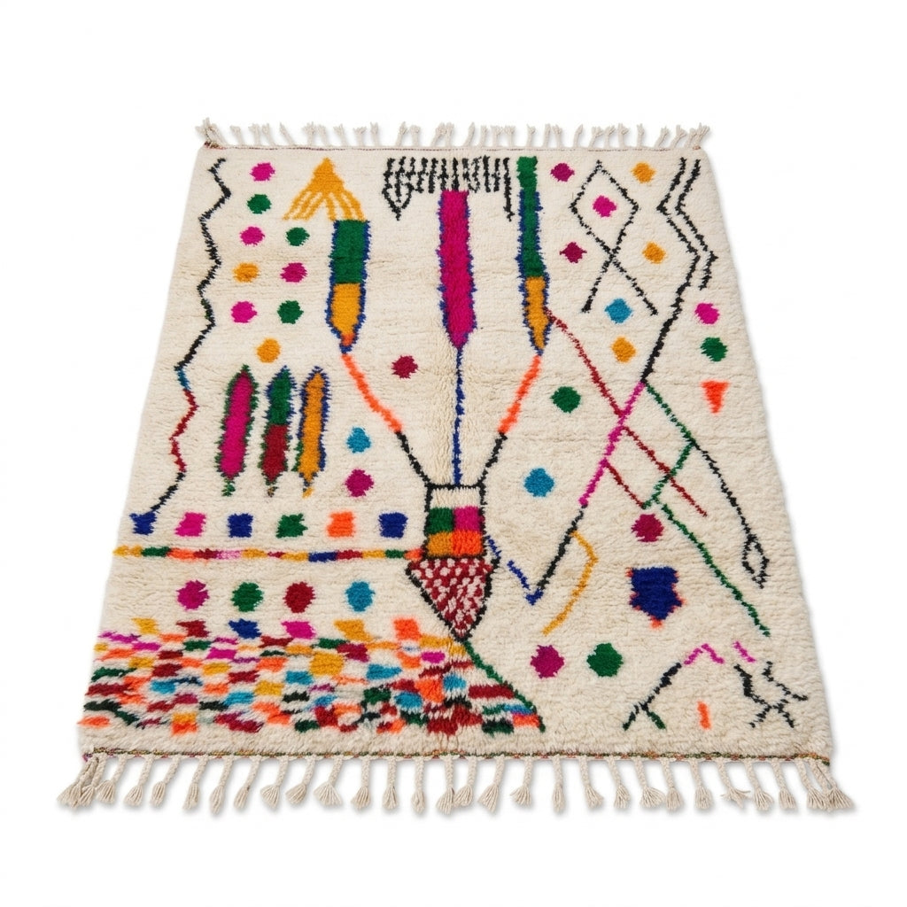 Fiesta Bloom Azilal rug — full rug on white studio background