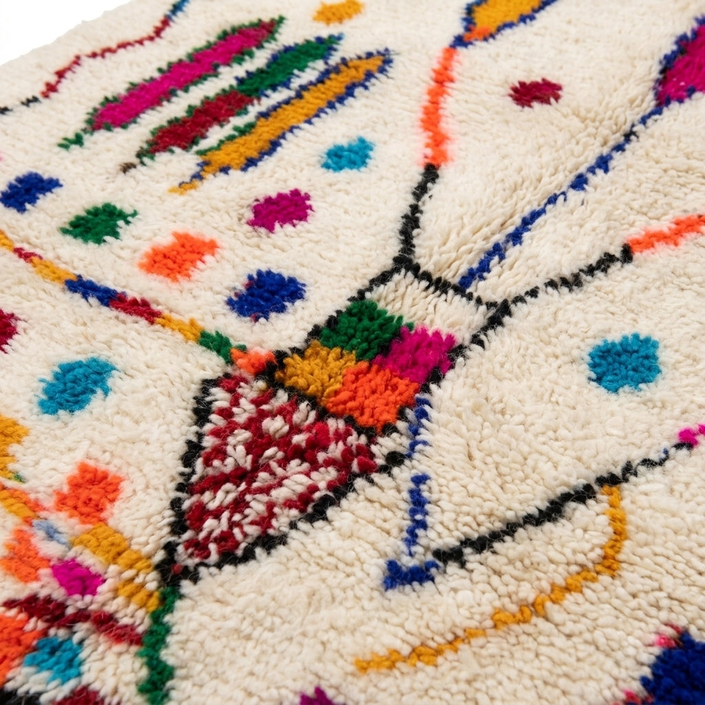 Fiesta Bloom Azilal rug — wool pile texture close-up
