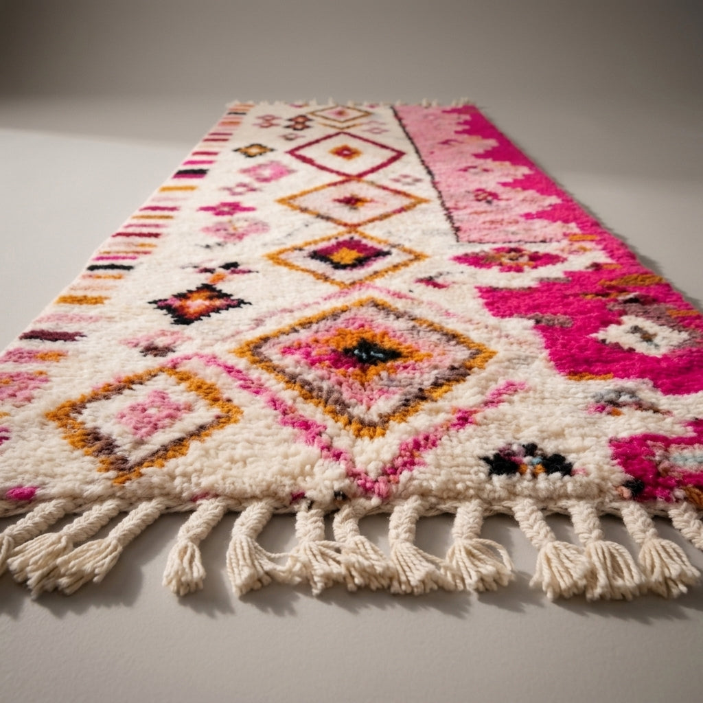 Fig Path Moroccan Runner Rug - handwoven Berber wool detail