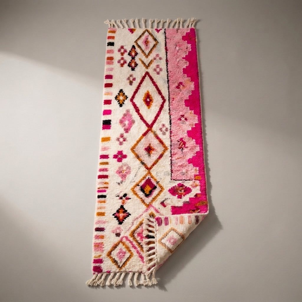Fig Path Moroccan Runner Rug - handwoven Berber wool detail