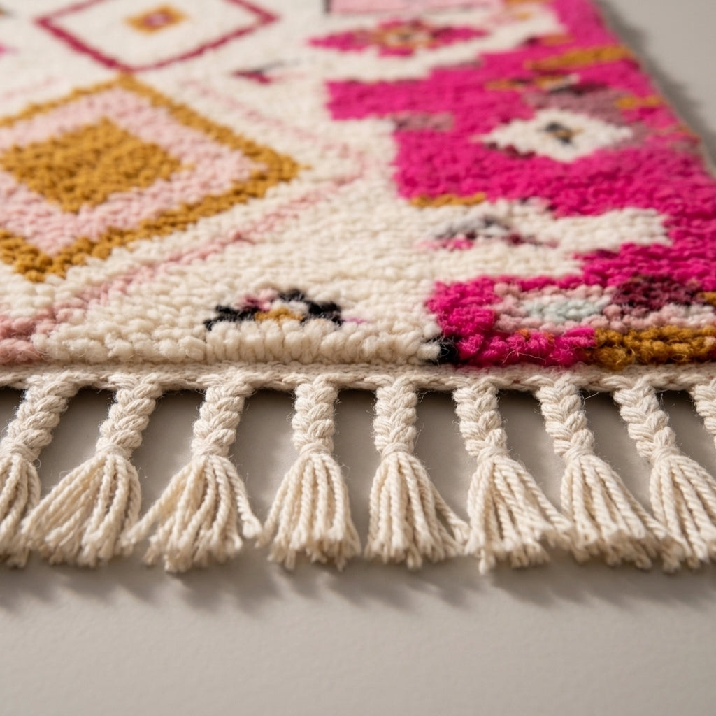 Fig Path Moroccan Runner Rug - handwoven Berber wool detail