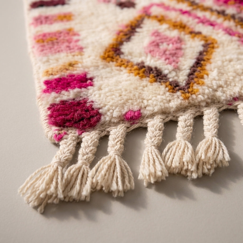 Fig Path Moroccan Runner Rug - handwoven Berber wool detail