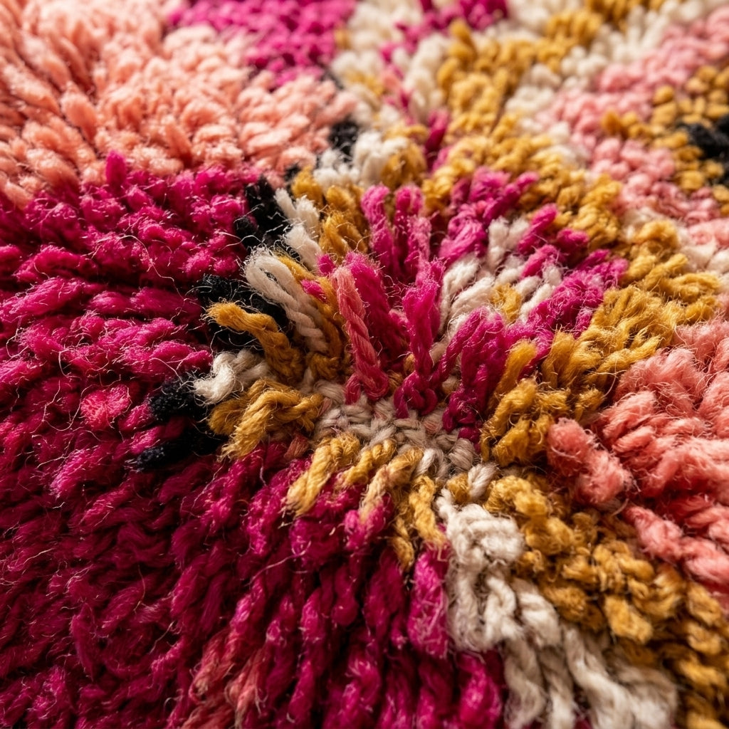 Fig Path Moroccan Runner Rug - handwoven Berber wool detail
