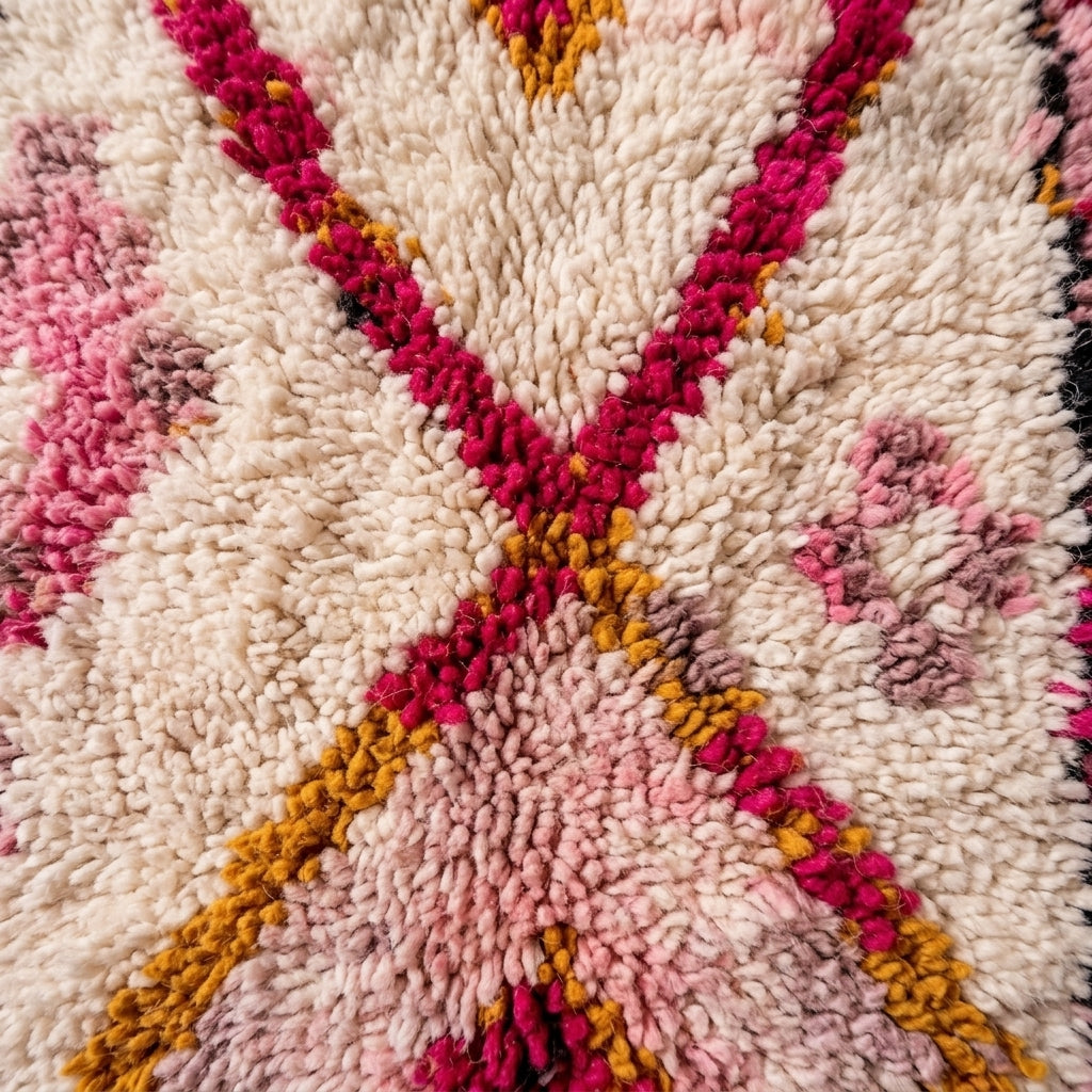 Fig Path Moroccan Runner Rug - handwoven Berber wool detail