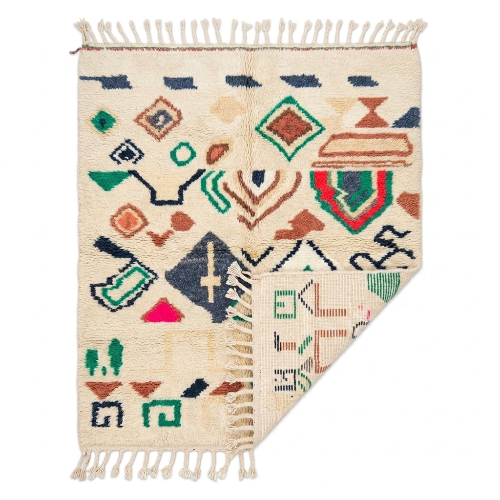 Forest Ember Azilal rug — full rug on white studio background