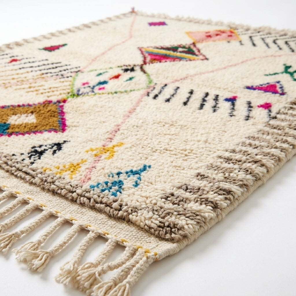 Framed Diamonds Azilal rug — full rug on white studio background
