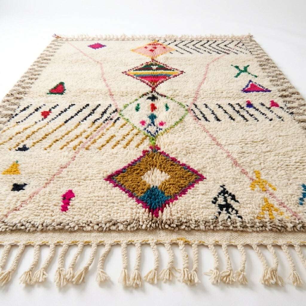 Framed Diamonds Azilal rug — full rug on white studio background