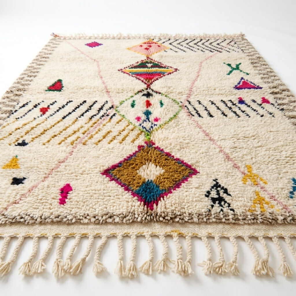Framed Diamonds Azilal rug — full rug on white studio background