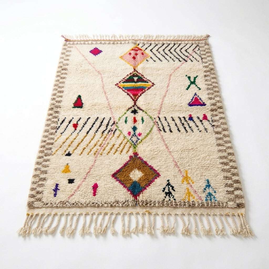 Framed Diamonds Azilal rug — full rug on white studio background